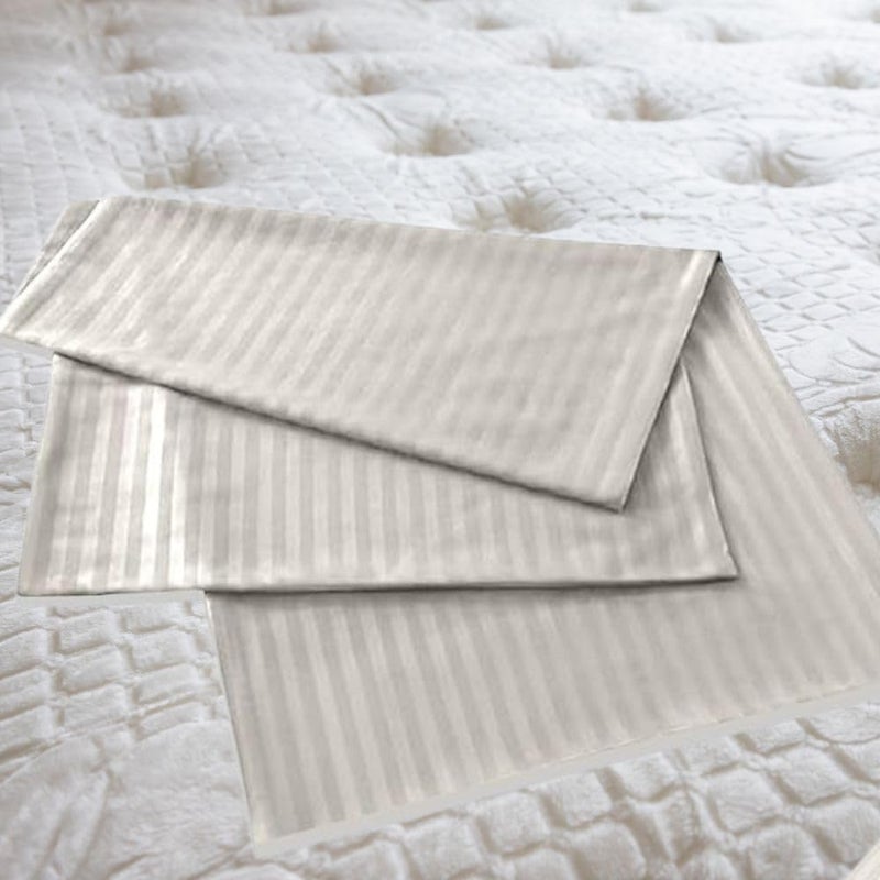 Bedding Zone Standard Pillowcase 2pc Set - Silver Stripe - Image 3